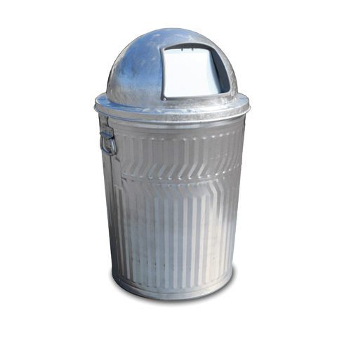 TOUGH GUY Trash Can: Galvanized Steel, Open Top, Silver, 31 gal Capacity,  21 in Wd/Dia, 27 in Ht