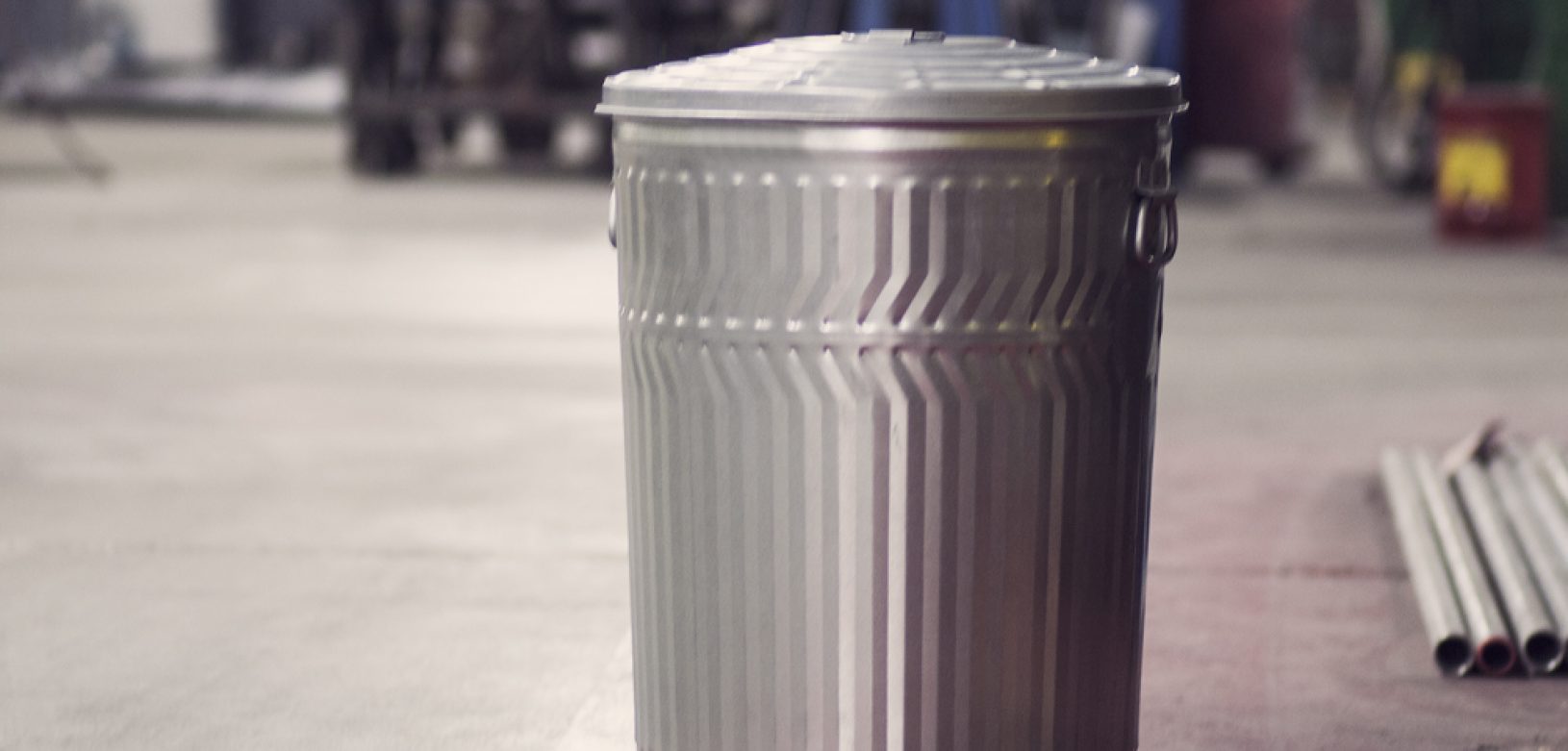 Galvanized Outdoor Trash Cans, Metal, Trash Receptacles